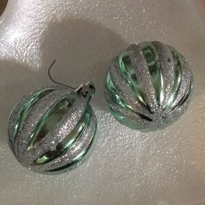 Shimmering Green and Silver Ornaments